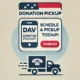 DAV donation pickup guide with organized donations ready for collection