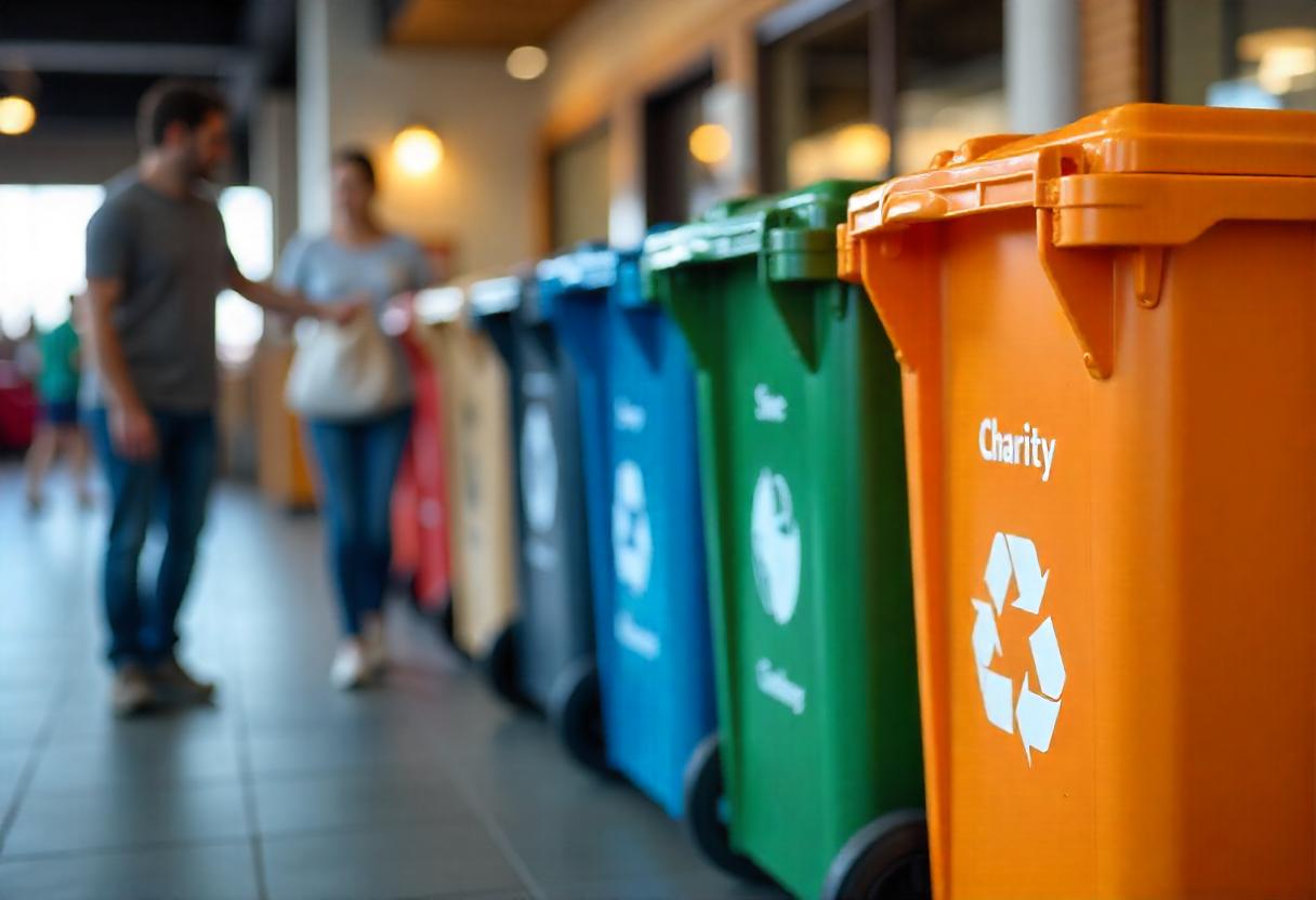 Charity bins for clothing and item donations